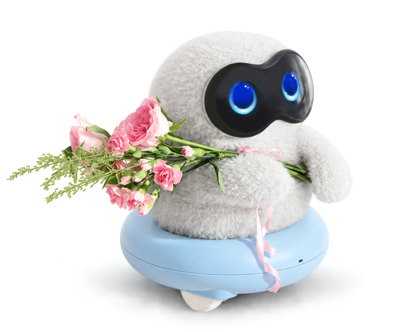 COCOMO holding a bouquet of pink flowers